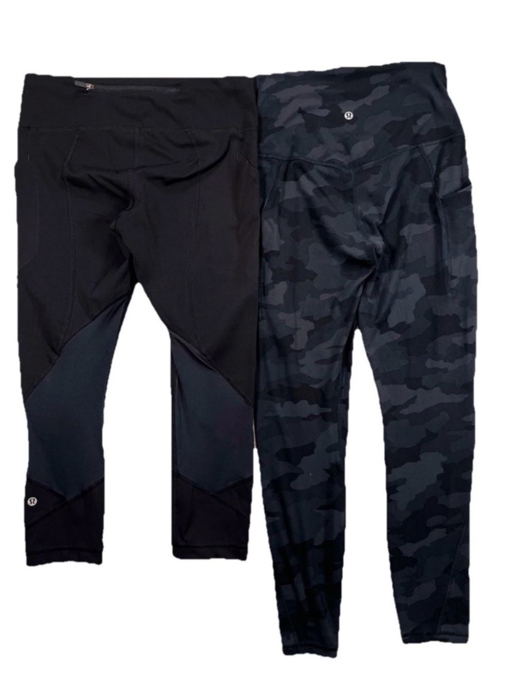 LOT OF 2 LULULEMON Leggings Yoga Pants Cropped Black & Camouflage Size 6 Gym
